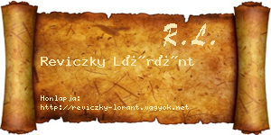 Reviczky Lóránt névjegykártya